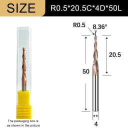 Carbide Spiral Tapered Ball Nose End Mill 6mm Shank 2 Flutes Router Bit Woodworking CNC 2D 3D Carving Bits Wood Milling Cutter