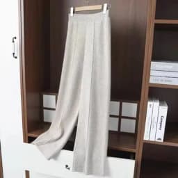 2024 Wide-Leg Pants Women's Mid-Stitching Modified Leg Shape Loose Slimming Knitted High Waist Pants Solid Color Trousers Women