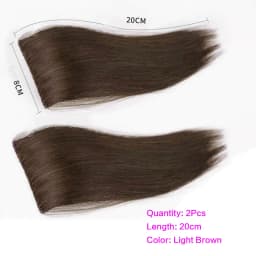 2Pcs Synthetic Short Straight Pad Invisible Hair Extension Lining of Hair Top Side Cover Hairpiece for Women
