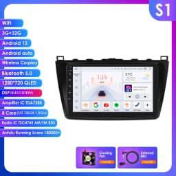 Hizpo 2Din 9inch Android Auto Car Radio for Mazda 6 2007 - 2012 CarPlay Screen GPS Navigation 4G BT WiFi SWC DSP RDS 360° Cam