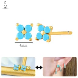 925 Sterling Silver Needle Exquisite Turquoise Silver Earrings for Women Blue Crystal Geometry Pendant Earrings Luxury Jewelry