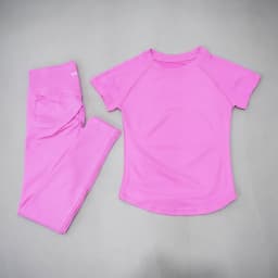 DF LOGO Ladies Seamless 2Pcs Yoga Set Short Sleeve Slim Top High Waist Leggings Quick Dry Breathable Gym Running Fitness Outfit