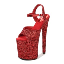 SDTRFT Women's Shoes 20cm Sexy Platform Sequined Decoration 8 Inch Stilettos Banquet Nightclub Pole Dancing Model Party Sandals