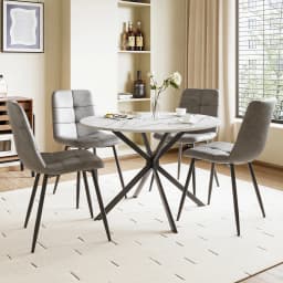Dining Table and Chairs Set of 4, Folding Round Kitchen Table With Chairs for Dining Room,Kitchen