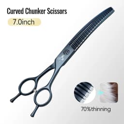 Fenice 7.0 Inch VG10 Steel 3D Gradient Traceless Teeth Pet Curved/Straight Chunker Scissors Bearing Screws Pet Grooming Shears