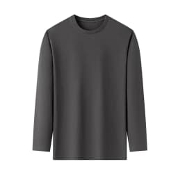 Men's Solid Color Round Neck Cotton Long Sleeved T-shirt Summer Comfortable Top