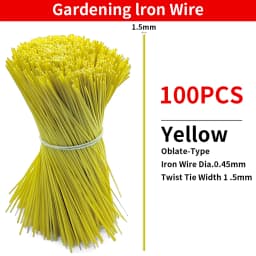 100PCS Gardening Cable Ties Reusable Oblate Iron Wire Twist Tie for Flower Plant Climbing Vines Multifunction Coated Fix Strings