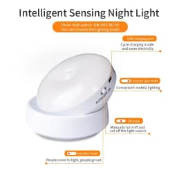 Night Lamp With Motion Sensor Light Rechargeable Wireless LED Bar Lighting 360 Rotating Magnetic For Room Bedside Table