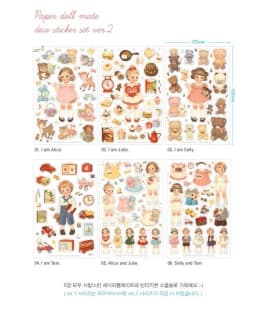 MQStyle 6Sheets/Pack New DIY Scrapbook Paper Cute Curly Doll Diary Stickers Decoration Sticker Paper H0190
