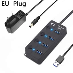 USB HUB 3.0 USB 2.0 Hub Multi USB Splitter Hub Use Power Adapter 4/7 Port Multiple Expander USB 3.0 Hub with Switch 30CM Cable