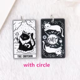 8Pcs 39*23 MM Black White Cat Tarot Card Charms Creative Acrylic Sun Moon And Lovers Jewelry For Earring Necklace Diy