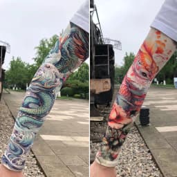 1 Pair Ice Silk Tattoo Arm Sleeves Long Summer Seamless Sun Protection Men Women Outdoor Gloves Drive Armguard