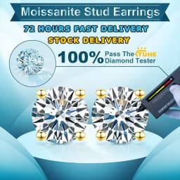 TUHE Real 0.5CT-4CT D Color Moissanite Stud Earrings 925 Silver Women Top Quality 100% Sterling Silver Earrings Wedding Jewelry