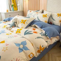 1PC Floral Washed Cotton Duvet Cover - Single/Queen/King Size Housse De Couette 이불커버 Funda Nórdica (No Pillowcase)