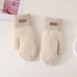 Imitation Mink Velvet Women Winter Keep Warm Double Layer Thickened Knitted Gloves Cute Lovely Sweety Soft Mittens