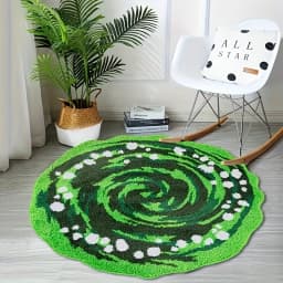 VIKAMA Green Round Plush Carpet for Living Room Bedroom Bedside Rugs Waterproof Sofa Table Floor Mat Children‘s Room Play Mat Ho