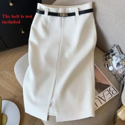 Female All-match Fashionable Solid Color High Waist Skirt Spring Summer Temperament Zipper Belt Slim A-line Skirt Women Clothes