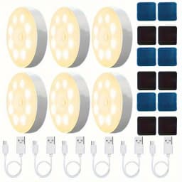 6pcs USB rechargeable LED motion sensor light, indoor adhesive magnetic closet light, induction light, 8LED light, battery power