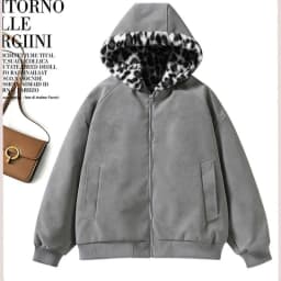 Women Double-sided Penetration Leopard Print Cotton Padded Jacket Winter Coat Parkas Velvet Warm Hooded Retro Female Outerwear