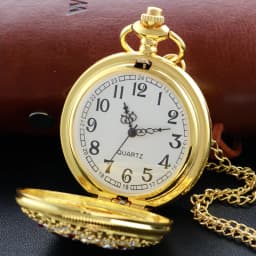New Gold Luxury Ruby Pocket Watch Necklace Digital Pendant Chain Clock Fashion Sculpture Women's Men's Gift