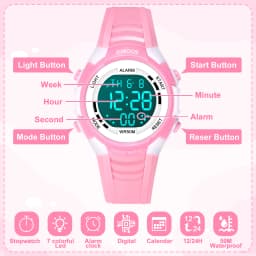 Socico Outdoor Sports Multifunctional Waterproof Large Screen Display Luminous LED Digital For Girl Boy Fashion Silicon Watch