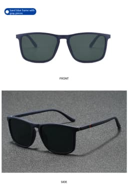 Mjyiwang Men Matte Square Polarized Sunglasses UV400 Blue Mirror Lens Anti Glare Driving Fishing Travel Outdoor Eyewear