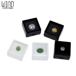 Bare Stone Box Diamond Display Package Box White Black Gem Case With Foam Pad Beads Pendant Square Plastic Box Showcase