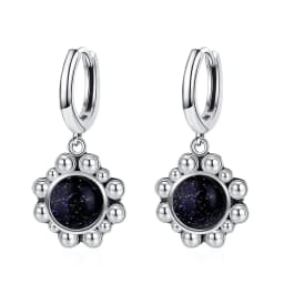 New Elegant Natural Kyanite S925 Silver Drop Earrings for Women Vintage Jewelry Wedding Engagement Hoop Earrings Gifts