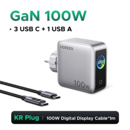 UGREEN 100W GaN Charger With Smart Display EU/UK/US Foldable Plug QC4.0 AVS For Macbook Pro Laptop iPhone 18 17 Pro iPad Samsung