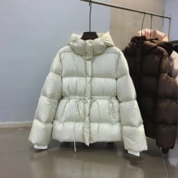Women Down Cotton Jacket Drawstring Waist Slim Cotton Padded Jacket 2025 Winter New Warm Thicken Cotton Coat Women Hooded Parkas