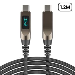 elough 240W Digital Display USB C to USB C Cable Zinc Alloy 5A Type C to Type C Cable Fast Charging for iPhone 15 16