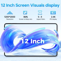 OUKITEL OT5S Android 14 Tablet - 12 Inch 2K Display, 24GB+256GB, 8250mAh, 16MP/4G Dual SIM/5G WiFi/TÜV/GPS/Includes Pen and Case