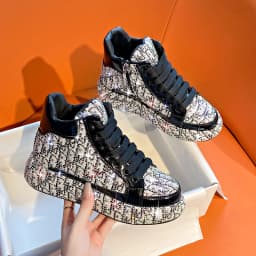 Women's Full Diamond Platform Sneakers Personalized Water Diamond Colored Embroidery Casual Shoes High Top Luxury Sports Shoes