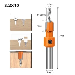 8/10mm high-quality high-speed steel woodworking countersunk end milling cutter drill bit, disassembly woodworking milling tool