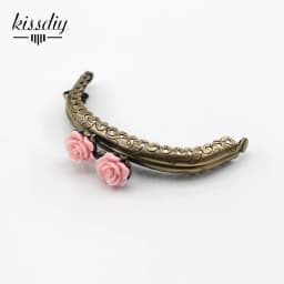 KISSDIY 10pcs 8.5CM Rose Head Pattern Purse Frame Antique Bronze Arc Shape Bag Kiss Clasp Lace Metal DIY Bag Accessories