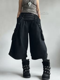 REDDACHiC Goth Royal Women Capri Cargo Pants Vintage Button Low Waist Pleated Baggy Bermuda Shorts Alternative Summer Clothes