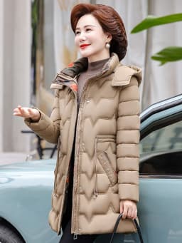 Women's Winter Thickened Long Cotton Jacket Quilted Slim Fit Waist-Cinching down Coat Regular Sleeve Long Zipper Closure