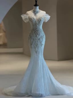 Elegant Fish Tail Wedding Dress Lightweight Tulle One Shoulder Entrance Lace Long Skirt Wedding Gown for Small Brides