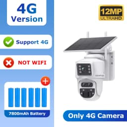 SHIWOJIA 6K 12MP 15X ZOOM Solar Camera 4G SIM /WIFI Three Lens Recording Dual Screen Human Auto Tracking Color Night Vision UBox