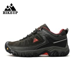 HIKEUP New Men Hiking Shoes High Quality Durable Leather Climbing Shoes Outdoor Walking Sneakers Rubber Sole Factory Outlet