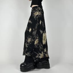 Goth Dark Y2K Aestheics Double Layer Mesh A-line Skirt Women Fashion Florals Print Slim Skirts Fairy Streetwear Gothic Bottoms