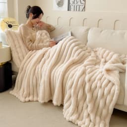 Solid Color Artificial Rabbit Fur Blanket Fluffy Soft Plush Throw Blanket Autumn Warm Queen Size Fleece Blankets for Bed Sofa