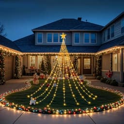 Solar Powered Decorative Star Waterfall Lights 8 Modes IP67 Waterproof Outdoor Party Ambient String Lights Xmas Tree Decor