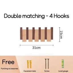 Wall Mounted Black Walnut Coat Rack Creative Hanging Hat Key Bags Holder Doorway Entrance Cloak Rack Home Decor Furniture
