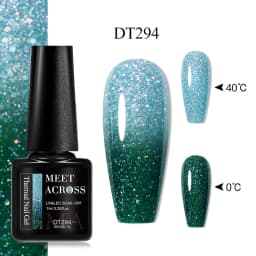 MEET ACROSS 7ml Glitter Sequins Thermal Gel Nail Polish 3 Layers Temperature Color Changing Semi Permanent UV Gel Varnish Nails
