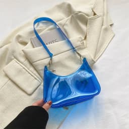 Pvc Shoulder Bag Versatile Women'S Underarm Bag Candy Color Handbag Transparent Fashion Shoulder Bag For Dating Commuting