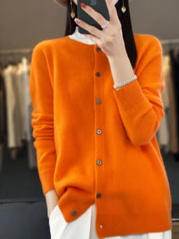 Long Sleeve 100% Merino Wool Sweaters Spring Autumn Women O-Neck Knitwear Tops Clothing Fashion Basic Tops