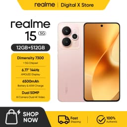 realme 15 5G Smartphone MediaTek Dimensity 7300+ 5G Chipset 6500mAh Titan Battery 45W Ultra Charge NFC