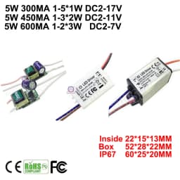1-10PCS High Power LED Driver 300MA 450MA 600MA 900MA 5W 10W 12W 20W 36W 60W Inside External IP67 Constant Current Adapter Chip