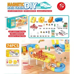 Magnetic Train Set DIY 3D Cube Track Electric Train Set for Kids Flexible Magnet Track Car Toy Stem Learning Building Cube Gift